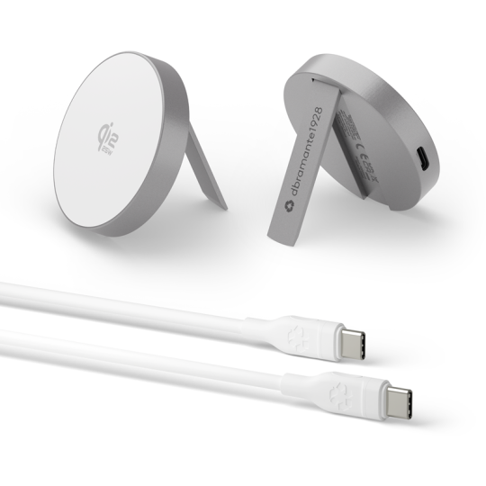 Langaton latausalusta älypuhelimille. Tuen avulla saat puhelimen myös pystyyn! Magnetic Charger Qi2 25W by Dbramante1928