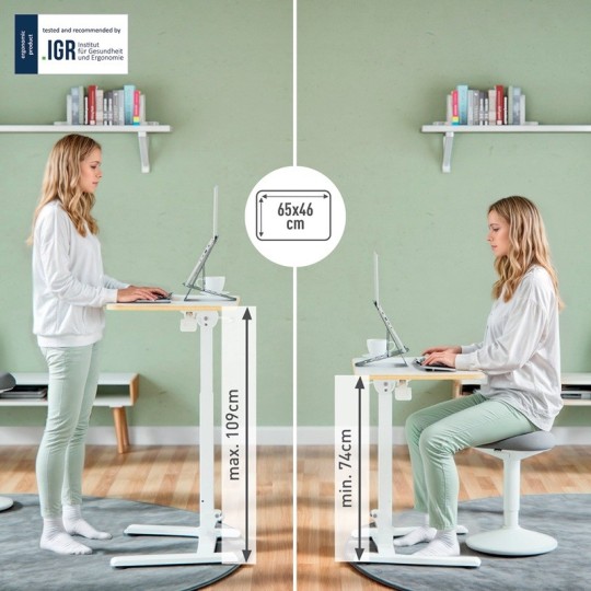 Työpöytä 65x46cm Leitz Ergo, kokoontaitettava ergonominen seisomapöytä ja työpisteratkaisu