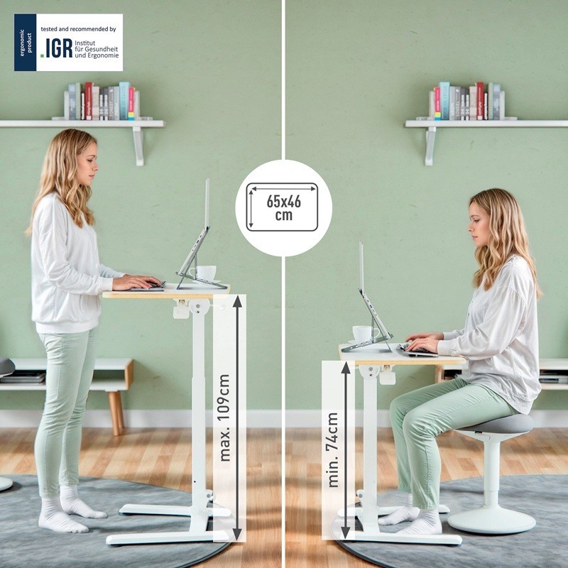Työpöytä 65x46cm Leitz Ergo, kokoontaitettava ergonominen seisomapöytä ja työpisteratkaisu