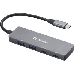 USB-C Hub 2xUSB-A & 2xUSB-C Sandberg 136-50, pidä työpiste siistinä