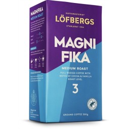 Kahvi 500g Sj Löfbergs Magnifika, keskipaahdettu ja maukas kahvi, suodatinjauhatus.