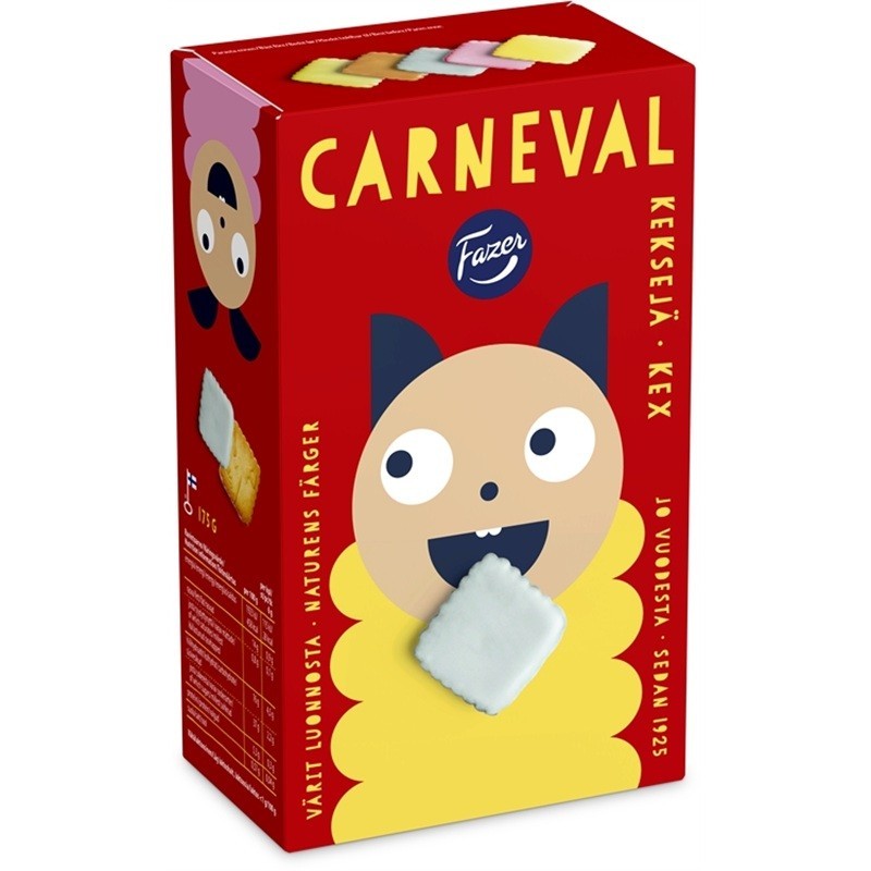 Keksi Fazer Carneval 175g, klassikkokeksi tarjoaa iloisia hetkiä tylsiinkin palavereihin