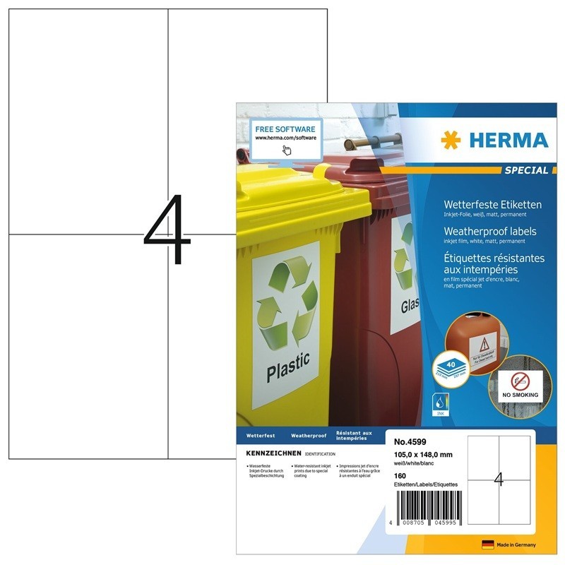 Säänkestävä tulostustarra 105x148mm (160) Herma 4599