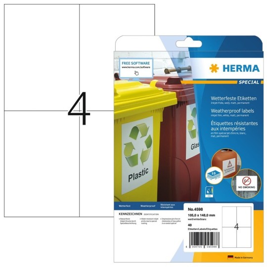 Säänkestävä tulostustarra 105x148mm (40) Herma 4598