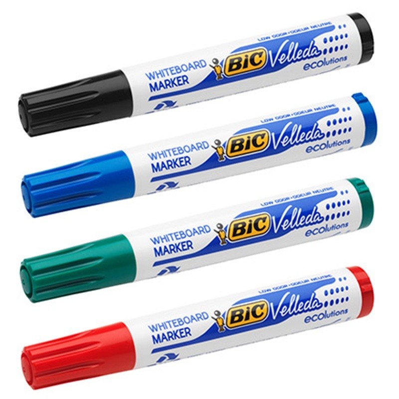 Pyöreäkärkinen huopakynäsarja Bic 1701 Velleda valkotauluille, pyöreä 2,5mm:n kärki