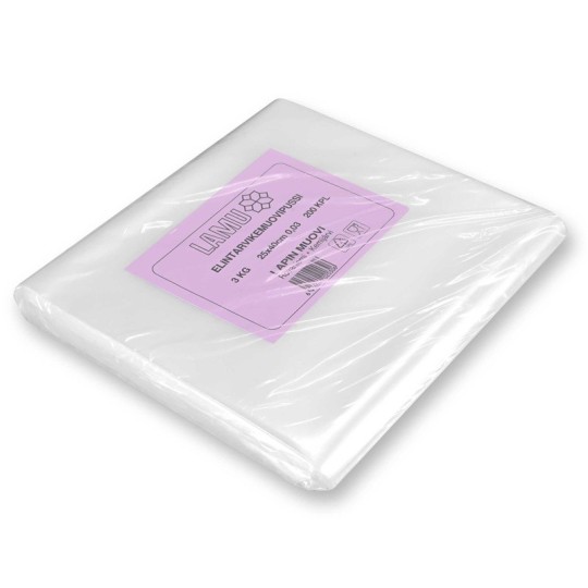 Elintarvikemuovipussi kylmäsäilytykseen 3kg.