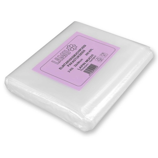 Elintarvikemuovipussi kylmäsäilytykseen 2kg.