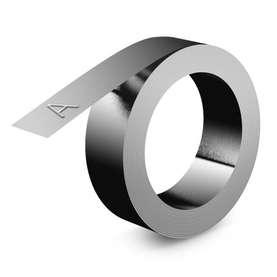 Liimaton teräsrulla 12mm x 6,4m kohokirjoitinlaite Dymo LabelMaker Rhino M1011:lle teolliseen käyttöön.