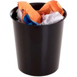 Roskakori 18L Musta Q-Connect. Yksinkertainen, iso paperikori kierrätysmuovista.