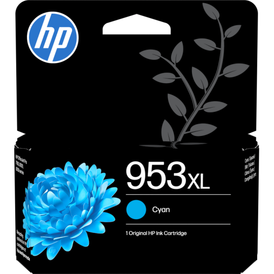 HP No 953XL Cyan Mustepatruuna. Alkuperäinen HP-mustekasetti, noin 1600 sivua.