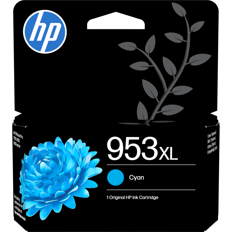 HP No 953XL Cyan Mustepatruuna. Alkuperäinen HP-mustekasetti, noin 1600 sivua.