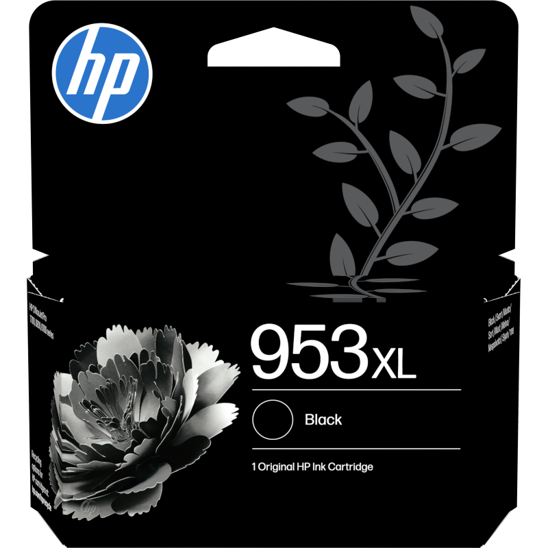 HP No 953XL Musta Mustepatruuna 2K. Alkuperäinen HP-mustekasetti, noin 2000 sivua.