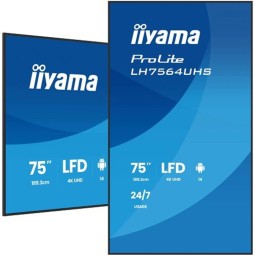 Tehokas 75" 4K/UHD-näyttö myymälämainontaan ja julkisten tilojen infoesityksiin edistyneillä ohjaus- ja liitäntävaihtoehdoilla