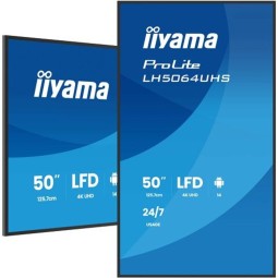 Tehokas 50" 4K/UHD-näyttö myymälämainontaan ja julkisten tilojen infoesityksiin edistyneillä ohjaus- ja liitäntävaihtoehdoilla.