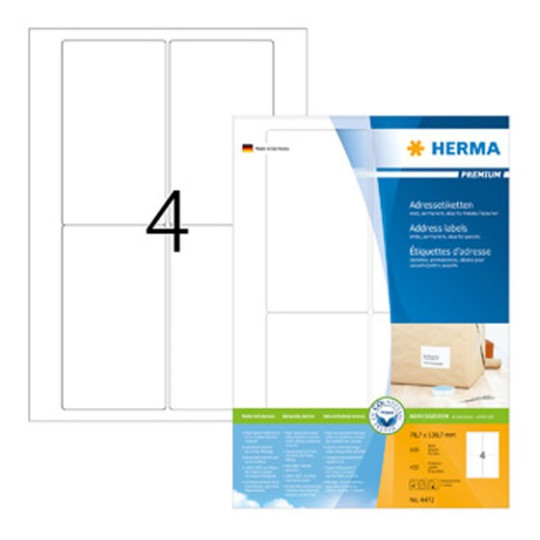 Herma 4472 tarra 78,7x139,7 mm 4-jak.