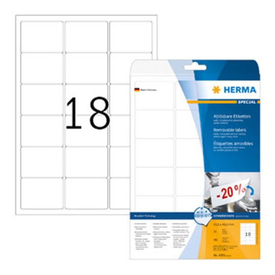 Irtoava tarra 63,5x46,6mm /450kpl Herma 4203 Movables