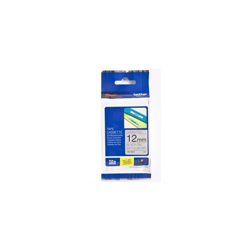 Brother TZe-M931 METALLI 12mm Musta/Hopea (P-Touch)