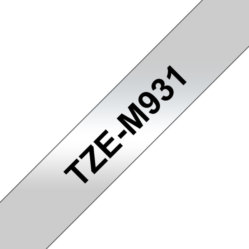 Brother TZe-M931 METALLI 12mm Musta/Hopea (P-Touch)