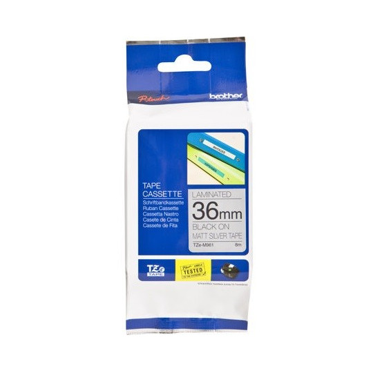 Brother TZe-M961 METALLI 36mm Musta/Hopea (P-Touch)
